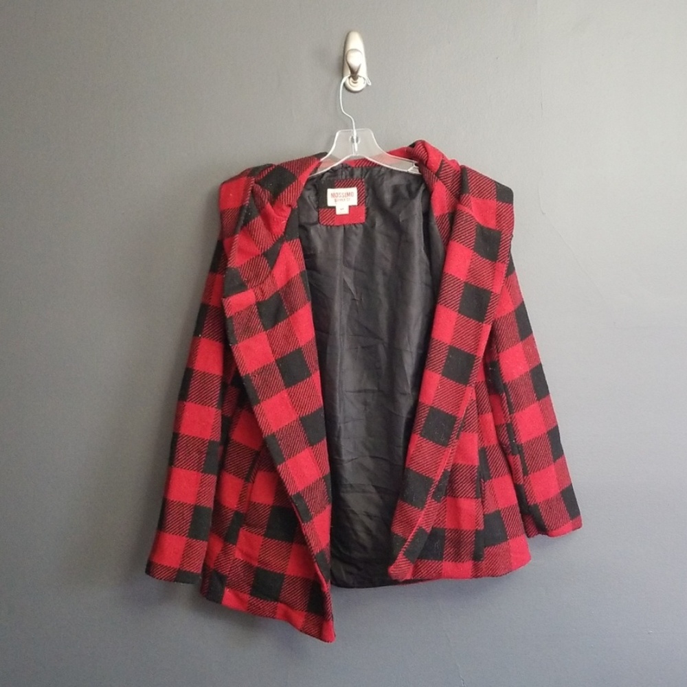 Checkered Red Black Winter Coat